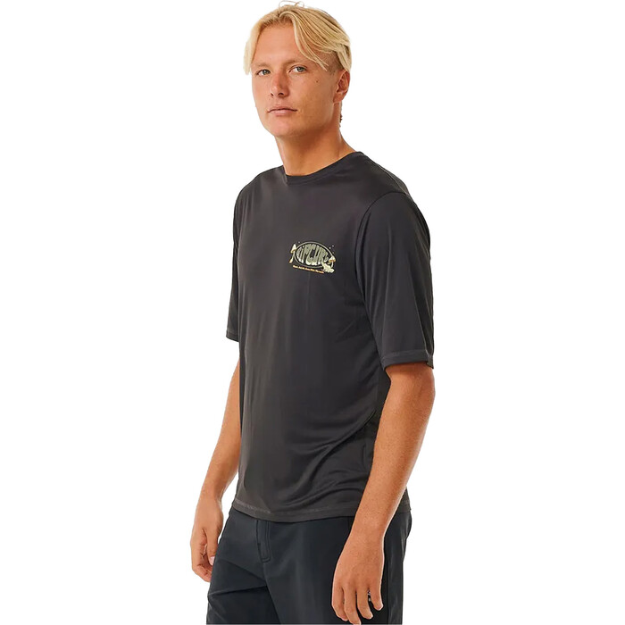 2024 Rip Curl Mens Mason Pipe Surflite UPF Rash Vest 14XMRV - Washed Black